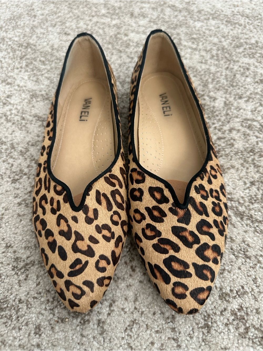 Vaneli Gamet Calf Hair Leopard Print Flats